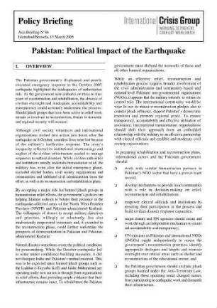 Pakistan: political impact of the earthquake
