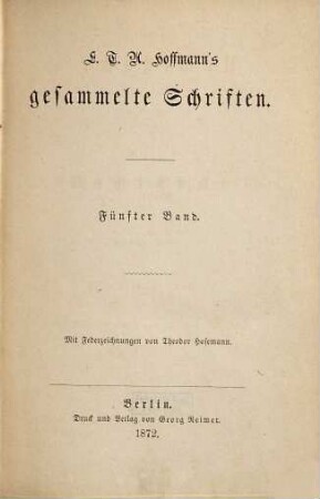 E. T. A. Hoffmann's gesammelte Schriften, 5. Nachtstücke