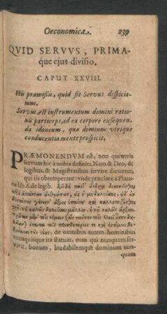Quid Servus, Primaque eius divisio. Caput XXVIII.