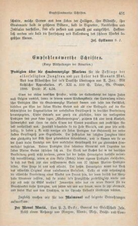 451-452 Empfehlenswerthe Schriften
