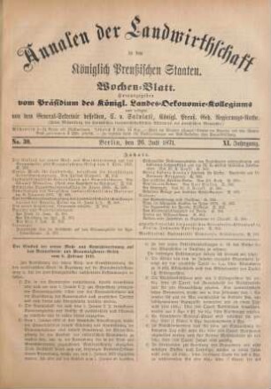 No. 30. Berlin, den 26. Juli 1871. XI. Jahrgang.