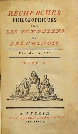 Recherches Philosophiques sur les Egyptiens et les Chinois, 2