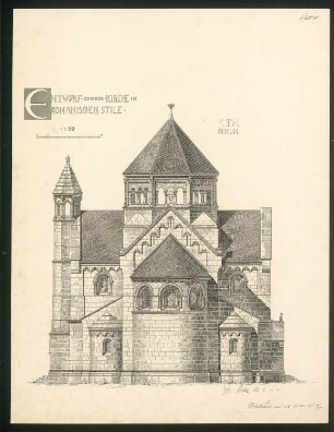 Übung Mittelalterliche Baukunst: Romanische Kirche. Ansicht 1:50