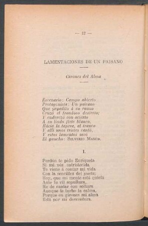Lamentaciones de un paisano : Girones del alma