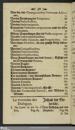 Le contenu des Dialogues. Inhalt der Gespräche