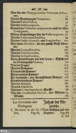 Le contenu des Dialogues. Inhalt der Gespräche