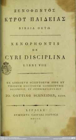 Xenophontis De Cyri Disciplina Libri VIII