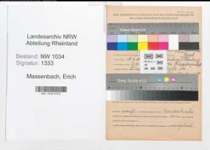 Entnazifizierung Erich Von Massenbach , geb. 10.04.1886 (Oberstleutnant)
