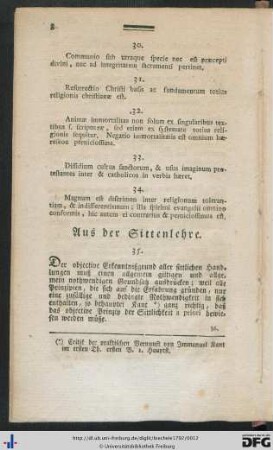Aus der Sittenlehre.