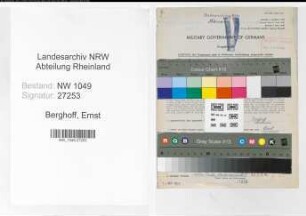 Entnazifizierung Ernst Berghoff , geb. 05.04.1904 (Stadtinspektor)