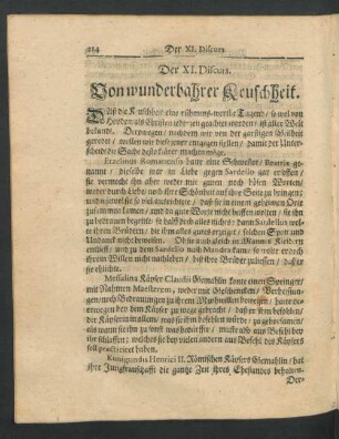 Der XI. Discurs. Von wunderbahrer Keuschheit.