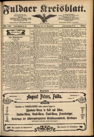 Zweite Ausgabe vom Montag, den 14. Dezember 1903.