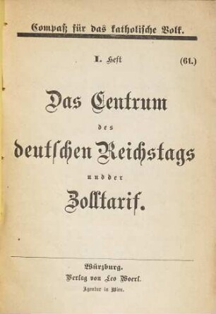 Kompass für das katholische Volk. 7. [1878], H. 1