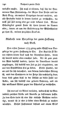 Rückreise vom Vorgebirge der guten Hoffnung nach Brest.