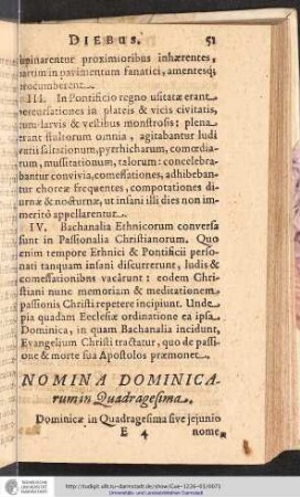 Nomina Dominicarum in Quadragesima.