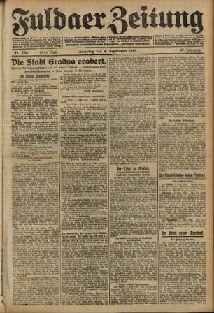 Erste Ausgabe vom Samstag, den 04. September 1915.