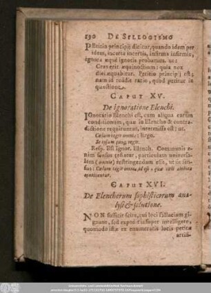 Caput XVI. De Elenchorum sophisticorum analysi & solutione.