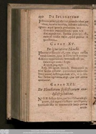 Caput XVI. De Elenchorum sophisticorum analysi & solutione.