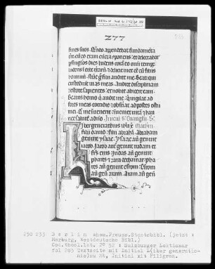 Lektionar aus Salzburg — Initiale L(iber generationis), Folio 283recto