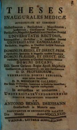 Theses Inaugurales Medicae