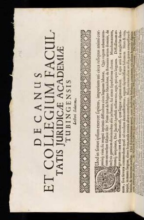 Decanus Et Collegium Facultatis Juridicae Academiae Tubingensis Lectori Salutem