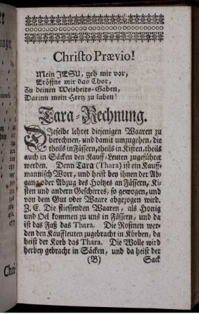 Tara-Rechnung.
