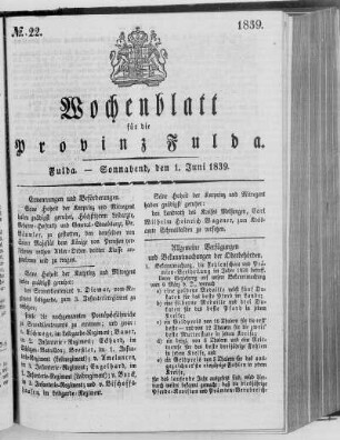 No. 22, Ausgabe vom 1. Juni 1839