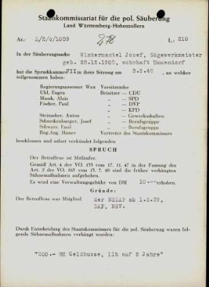 Wintermantel, Joesf