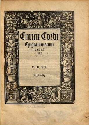 Euricii Cordi Epigrammatum Libri III