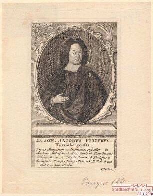 Johann Jacob Pfizer (= Pfitzer), seit 1717 Professor für Theologie in Altdorf; geb. 21. Oktober 1684