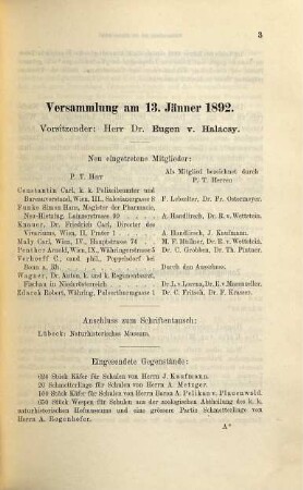 Verhandlungen der Zoologisch-Botanischen Gesellschaft in Wien. 42. 1892 (1893)