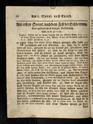 76-84, Am ersten Sonntag nach dem Fest der Erscheinung