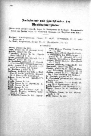 Amtszimmer der Magistrats-Mitglieder