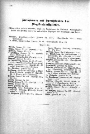 Amtszimmer der Magistrats-Mitglieder