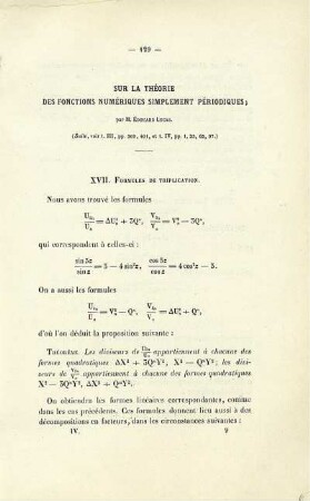 Sur la théorie des fonctions numériques simplement périodiques.