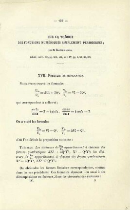 Sur la théorie des fonctions numériques simplement périodiques.