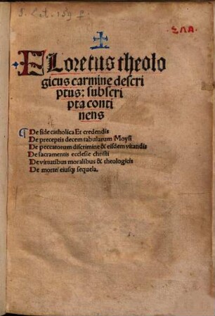 Floretus theologicus ... carmine descriptus