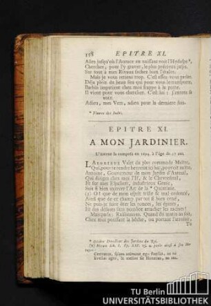 Epitre XI. A mon jardinier.