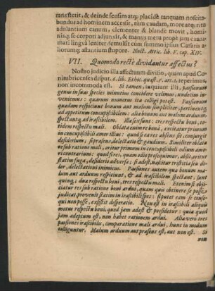 VII. Quomodo recte dividantur affectus?