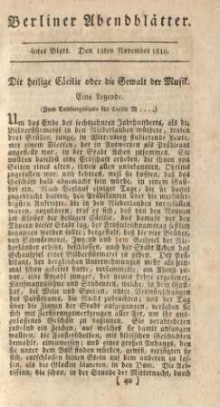 40tes Blatt. Den 15ten November 1810.