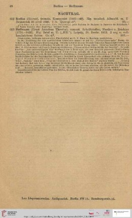 Nachtrag (Nr. 612 - 613)
