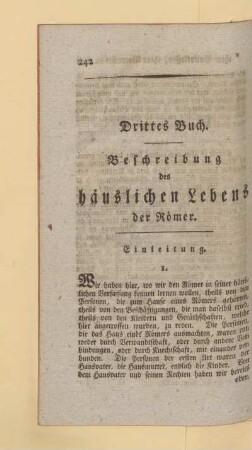 Drittes Buch. Beschreibung des häuslichen Lebens der Römer
