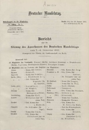 51. Jahrg. Nr. 1., ... den 23. Januar 1911