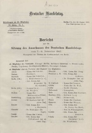51. Jahrg. Nr. 1., ... den 23. Januar 1911