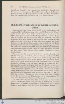 H. Schlußbetrachtungen zu meiner Betriebsweise.