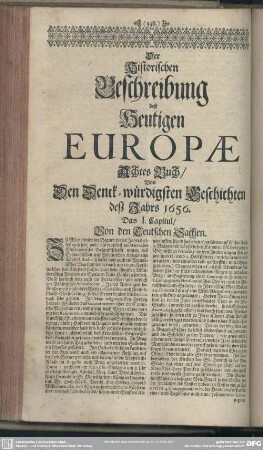 Achtes Buch, Von Den Denck-würdigsten Geschichten deß Jahrs 1656