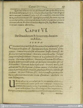 Caput VI. De Oraculorum Ethnicorum duratione, & fine