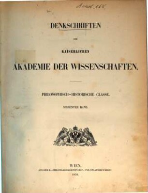 Denkschriften. 7. 1856