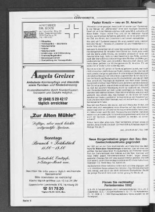 Planen Sie rechtzeitig! Ferientermine 1992
