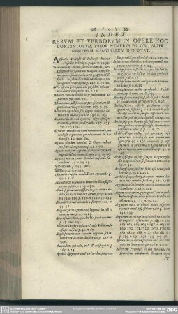 Index Rerum Et Verborum In Opere Hoc Contentorum, Prior Numerus Folium, Alter Numerum Marginalem Denotat